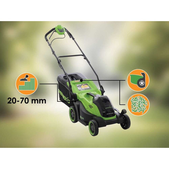 Greenworks LM3604 akkuruohonleikkuri, 40 V, 36 cm, ilman akkua ja laturia
