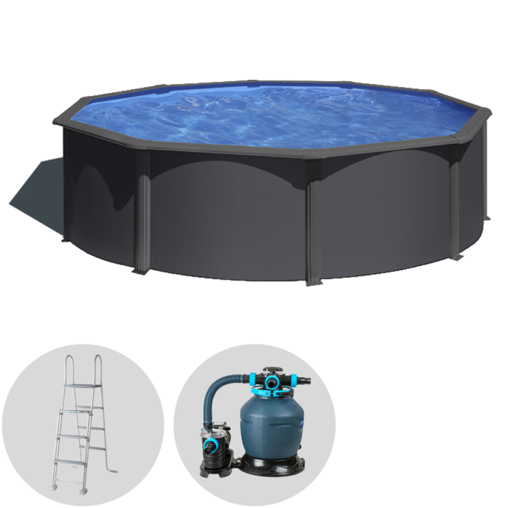 Gre Anthracite Rotonda 460 120 cm teräsallas 17 450 l hiekkasuodatin