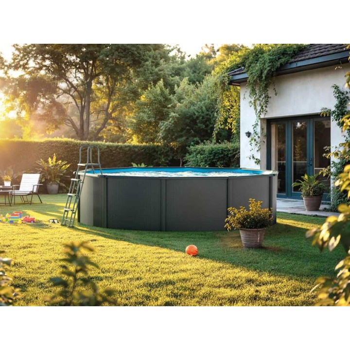 Gre Anthracite Rotonda Ø460 × 120 cm teräsallas, 17 450 l, hiekkasuodatin