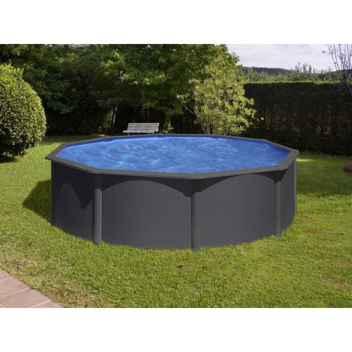Gre Anthracite Rotonda Ø350 × 132 cm teräsallas, 11 250 l, hiekkasuodatin
