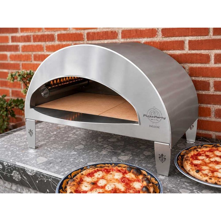 Pizza Party Emozione Silver kaasukäyttöinen pizzauuni, 40 × 70 cm, 11 kW, refraktaarikivitaso