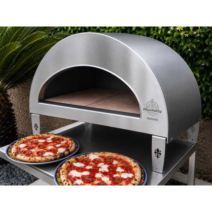 Pizza Party Emozione Silver kaasukäyttöinen pizzauuni, 40 × 70 cm, 11 kW, refraktaarikivitaso