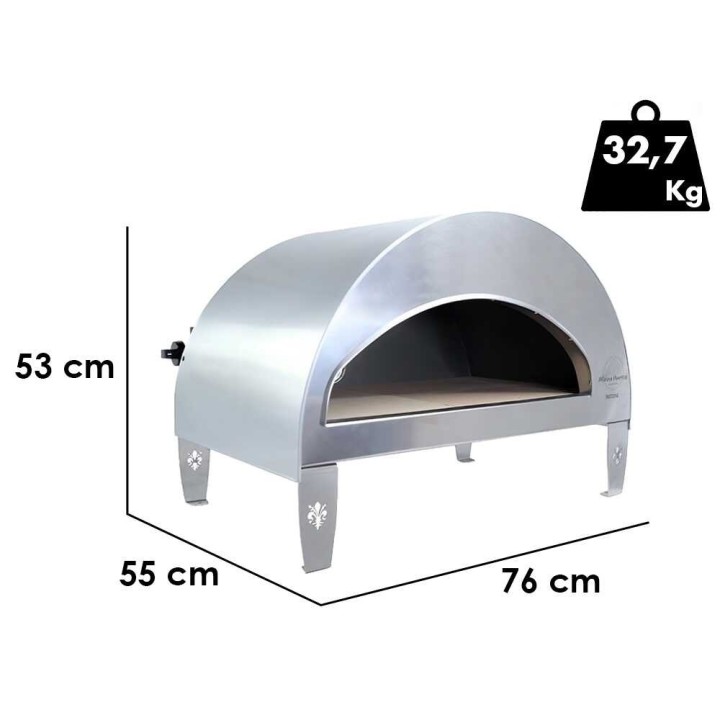 Pizza Party Emozione Silver kaasupizzauuni, biscotto-paistopohja 40 × 70 cm, 550 °C