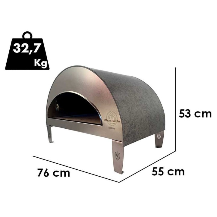 Pizza Party Emozione Perla kaasupizzauuni, 11 kW, 550 °C, 40 × 70 cm
