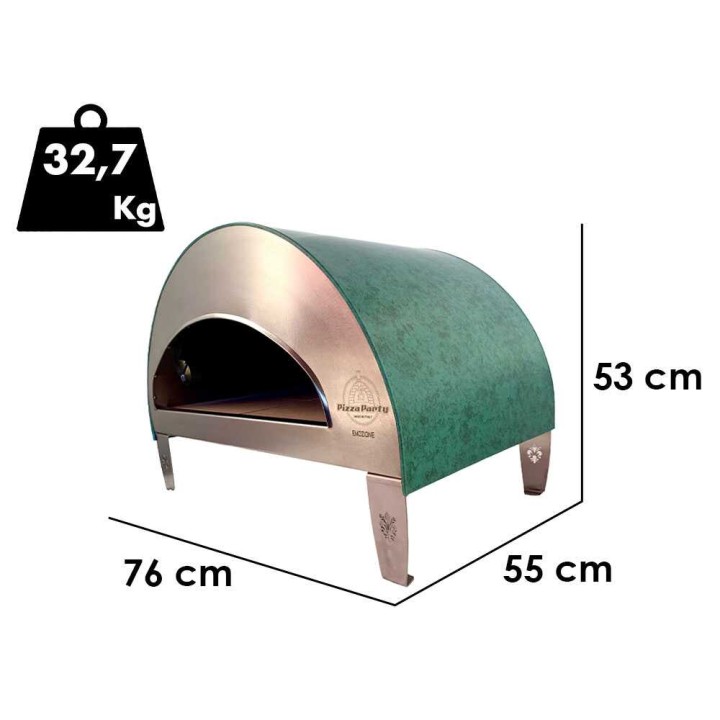 Emozione Acquamarina kaasupizzauuni ulkokäyttöön, 11 kW, 40 × 70 cm, biscotto-paistolevy