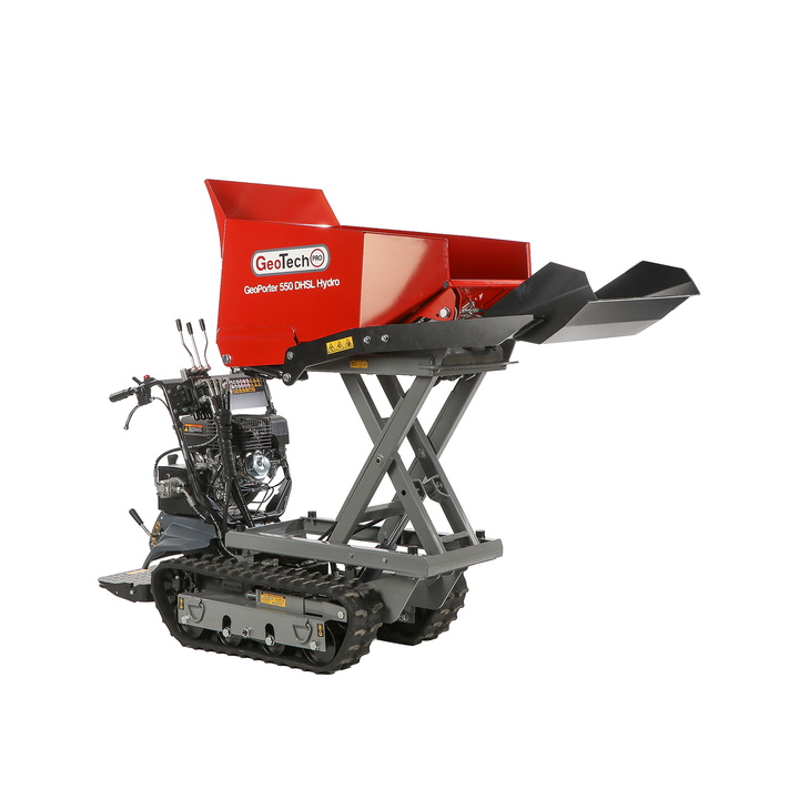 GeoTech Pro GeoPorter 550 DHSL Hydro telamotokärry 9 HP 500 kg hydraulinen pantograf lava