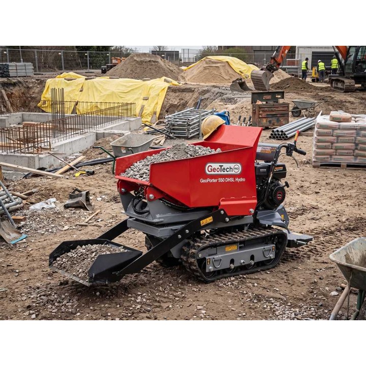 GeoTech Pro GeoPorter 550 DHSL Hydro telamotokärry, 9 HP, 500 kg, hydraulinen pantografílava