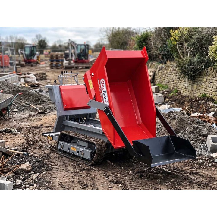 GeoPorter 650 DHS Hydro telaketjukärry, 650 kg, 9 HP, hydraulinen dumper-lava