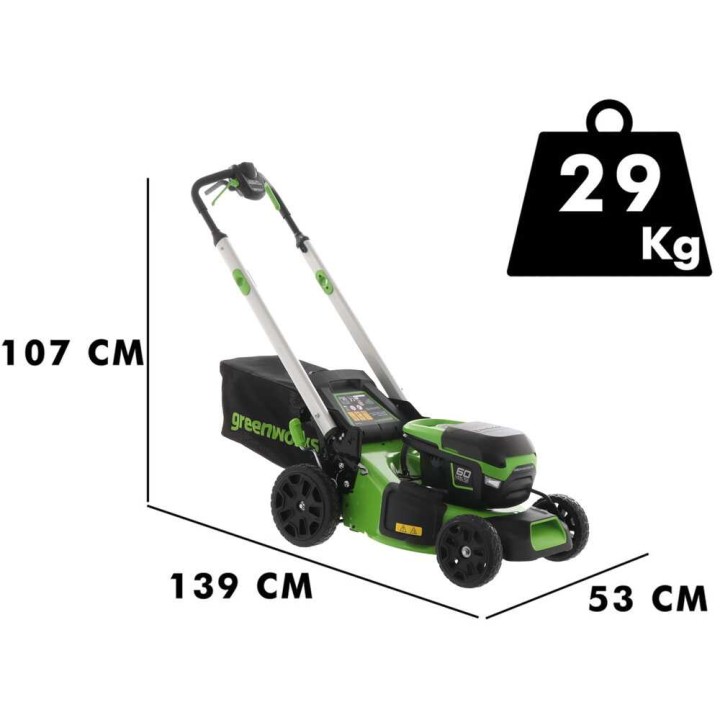 Greenworks GD60LM46SP akkuruohonleikkuri, 60 V, 2 Ah, 46 cm