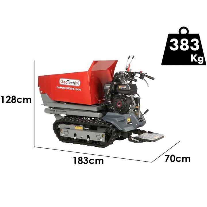 GeoTech Pro GeoPorter 550 DHL Hydro teladumper, 9 HP, 500 kg, hydraulinen lava