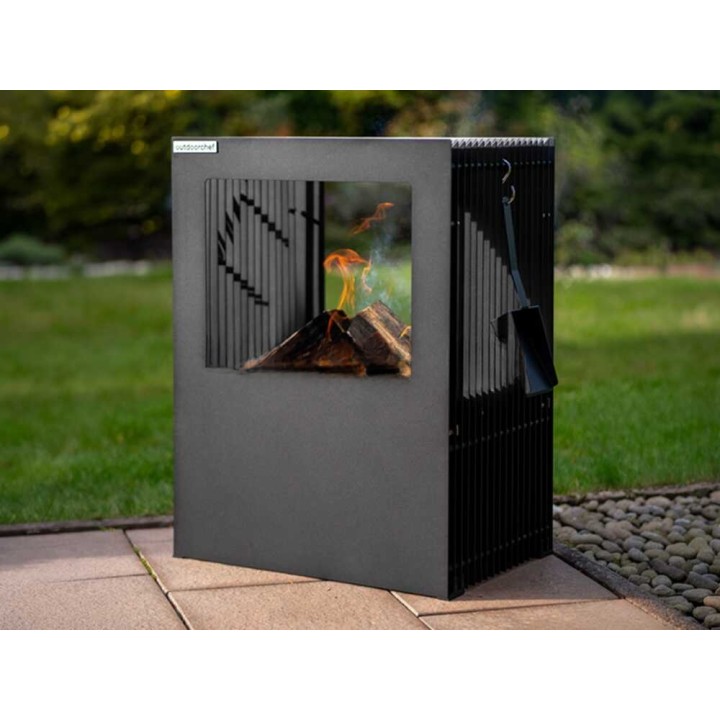 Outdoorchef Firepit puu- ja hiiligrilli sekä ulkotulisija, ruostumaton teräs, 62 × 44,5 cm