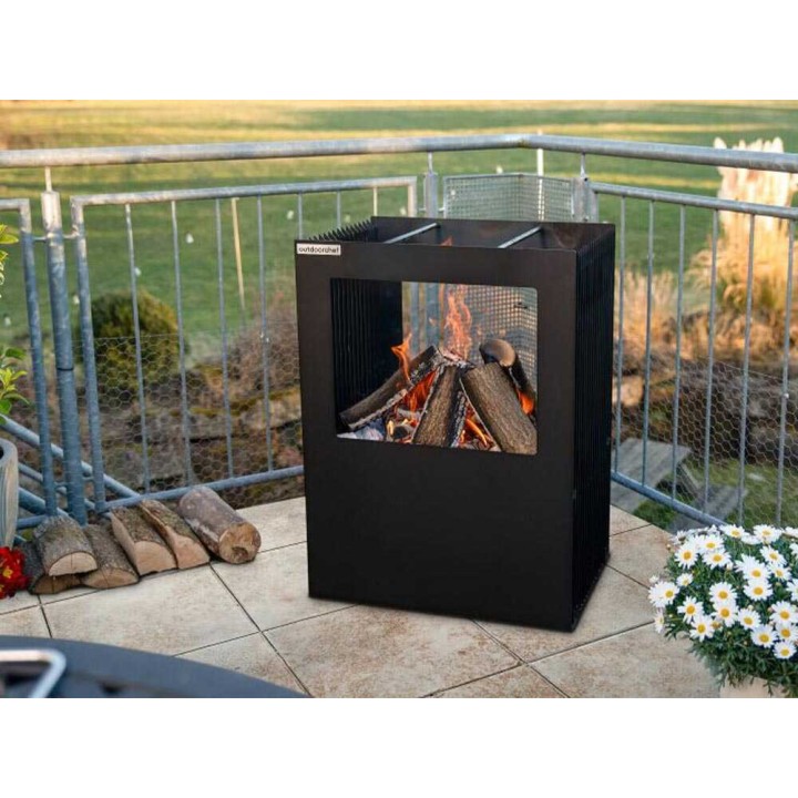 Outdoorchef Firepit puu- ja hiiligrilli sekä ulkotulisija, ruostumaton teräs, 62 × 44,5 cm