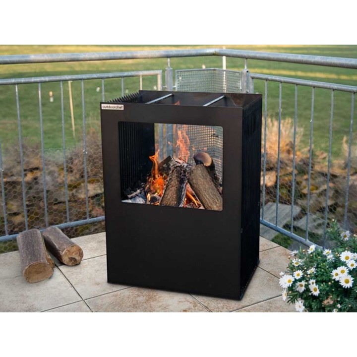 Outdoorchef Firepit puu- ja hiiligrilli sekä ulkotulisija, ruostumaton teräs, 62 × 44,5 cm