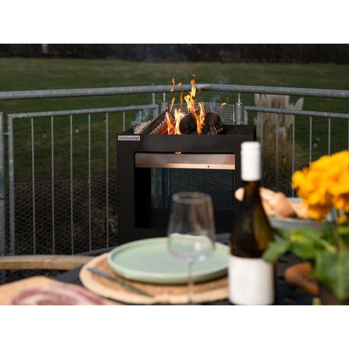 Outdoorchef Firepit puu- ja hiiligrilli sekä ulkotulisija, ruostumaton teräs, 62 × 44,5 cm