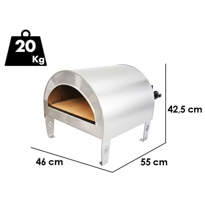 Pizza Party Ardore Silver kaasupizzauuni, 40 × 40 cm, 6 kW, 550 °C