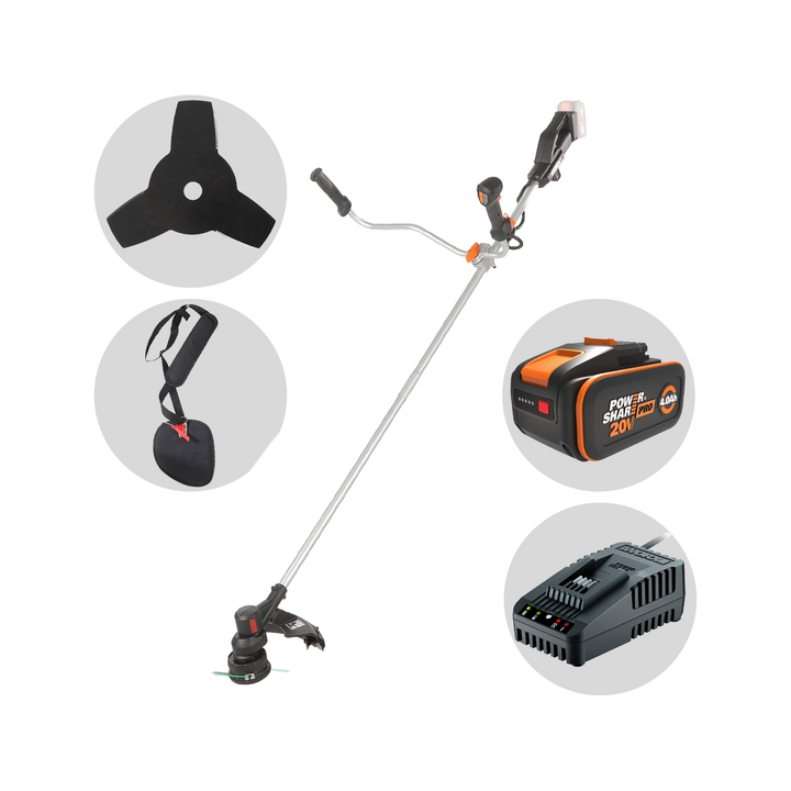 Worx WG082E akkuraivaussaha 20 V 4 Ah siimapää ja terälevy