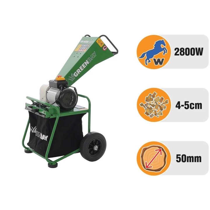 GreenBay GB-WERC 50 B sähköinen biotriturator, 2 800 W, 230 V, 50 mm
