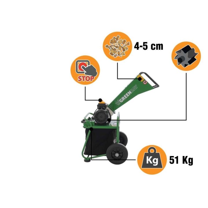 GreenBay GB-WERC 50 B sähköinen biotriturator, 2 800 W, 230 V, 50 mm