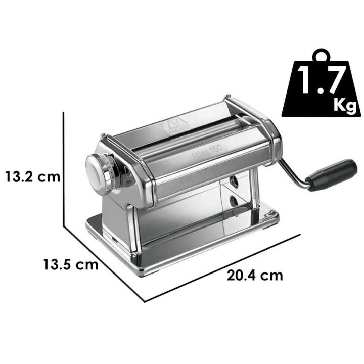 Marcato Atlas 150 Roller pastakone, kromattu teräs, 150 mm