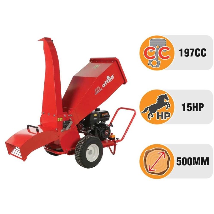 Attila ATS 1300 DL biotrituratori oksille, Loncin 420 cm³, 15 HP, 2 terää