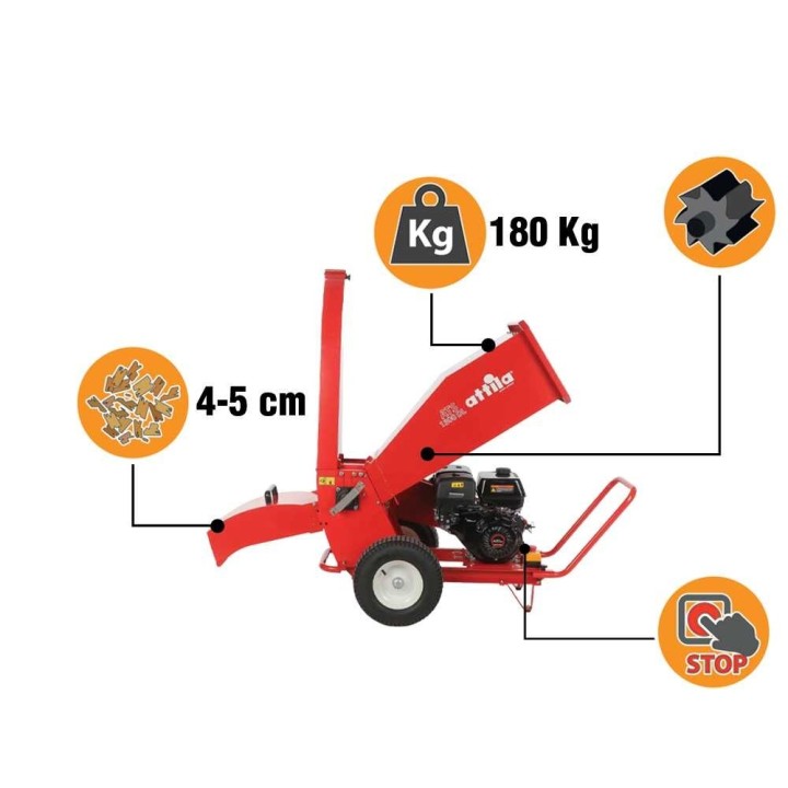 Attila ATS 1300 DL biotrituratori oksille, Loncin 420 cm³, 15 HP, 2 terää