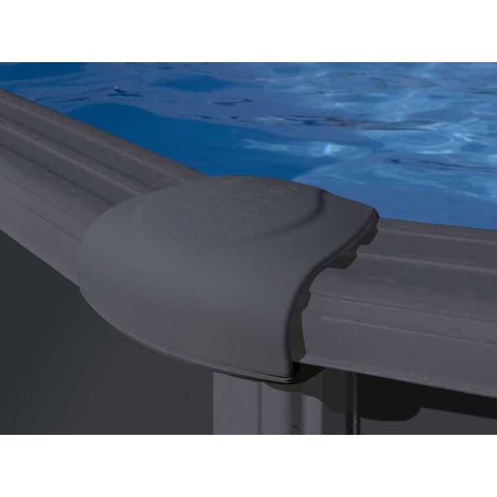 Anthracite Ovale 500 × 300 × 132 cm soikea teräsallas, hiekkasuodatin ja turvatikkaat