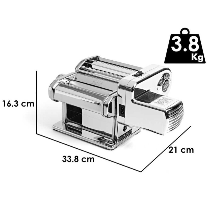 Marcato Atlasmotor+ sähköinen pastakone, 100 W, kromattu teräs