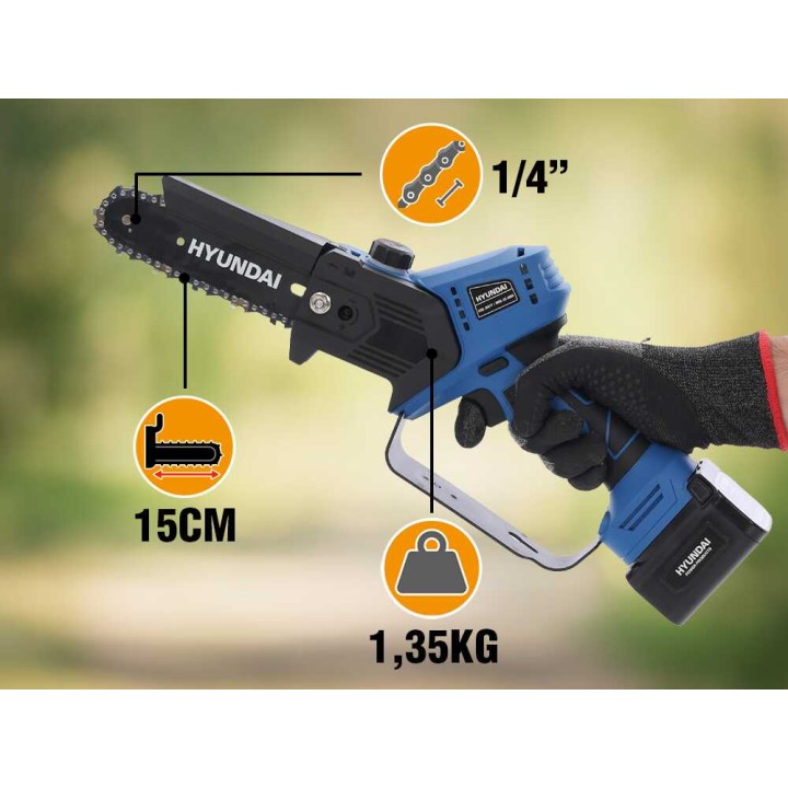 Hyundai SC-5805 akkukäyttöinen oksasaha, 18 V, 4 Ah, 500 W, 15 cm