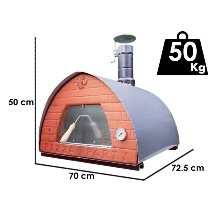 Pizza Party 70x70 Pietra puulämmitteinen pizza-uuni, 60 × 60 cm, 550 °C