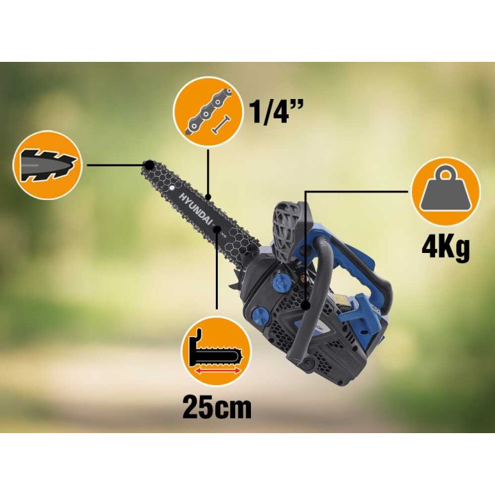 Hyundai CS2500-5-10 karsintasaha, 25 cm carving-terä, 25,4 cm³, 1 HP