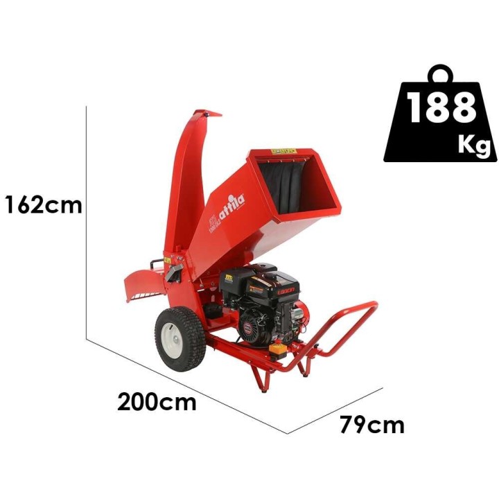 Attila ATS 1300 DLE -biotrituratori, Loncin 420 cm³, 15 HP, sähkökäynnistys