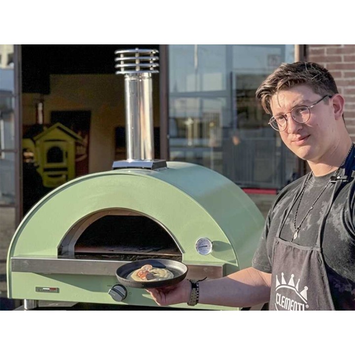 Clementi Remida Plus kaasupizzauuni ulkokäyttöön, 70 × 50 cm, 2 pizzaa, vihreä