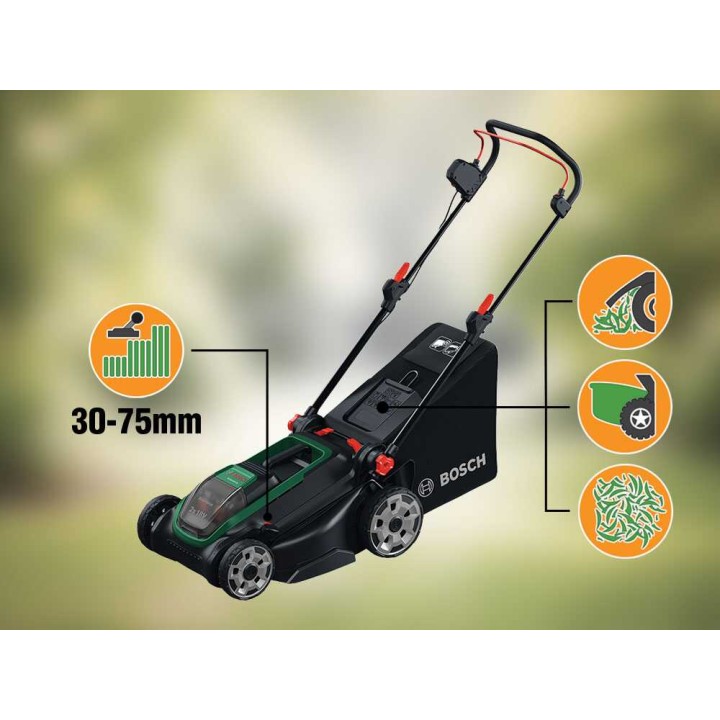 Bosch Rotak18V2-43 akkuruohonleikkuri, 43 cm, 36 V, 3 akkua, 50 l
