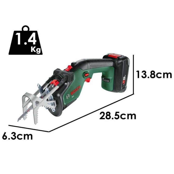 Bosch KEO akkukäyttöinen oksasaha, 18 V, 2,5 Ah, 150 mm:n terä