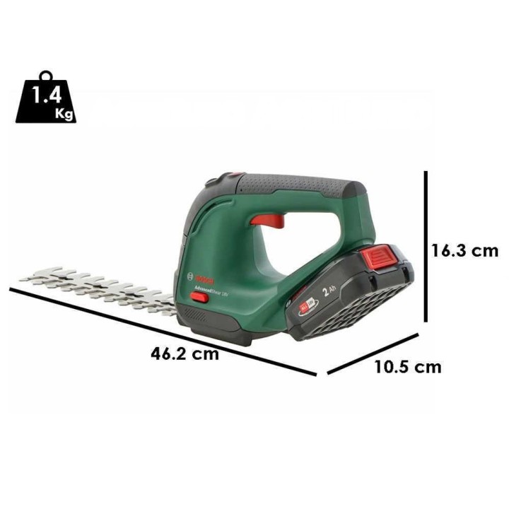 Bosch AdvancedShear18V akkukäyttöinen ruohosakset ja pensasleikkuri, 18 V, 2 Ah