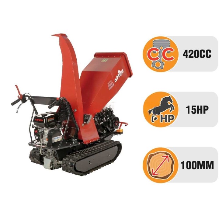 Attila ATS 1300 L TRACK telaketjuvetoinen biotriturattori, Loncin, 90 mm