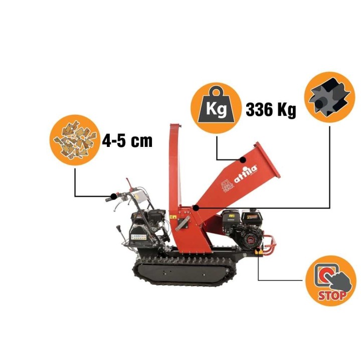 Attila ATS 1300 L TRACK telaketjuvetoinen biotriturattori, Loncin, 90 mm