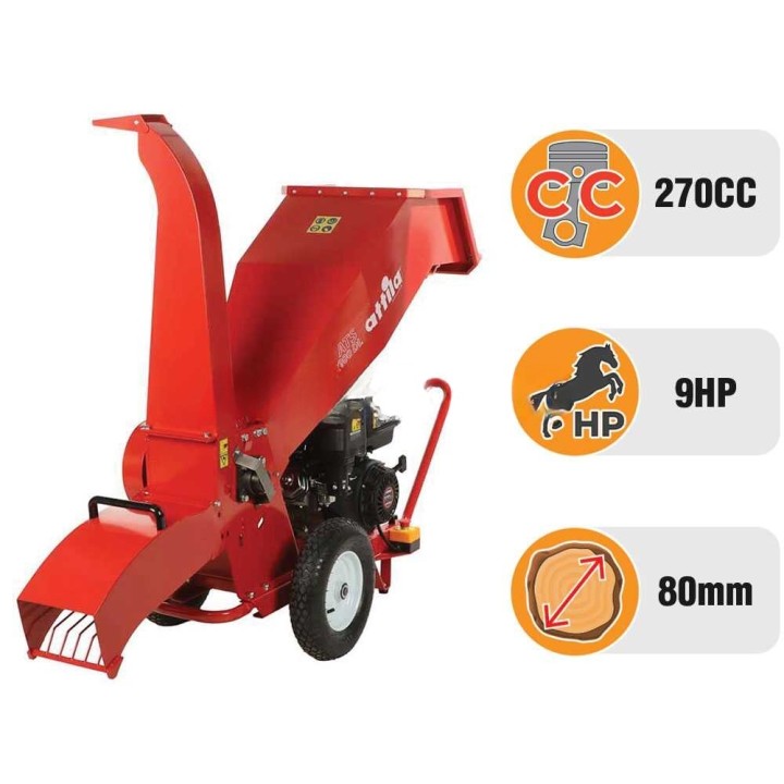 Attila ATS 900 DL oksasilppuri, Loncin 270 cm³, 9 HP, 2 poistovaihtoehtoa
