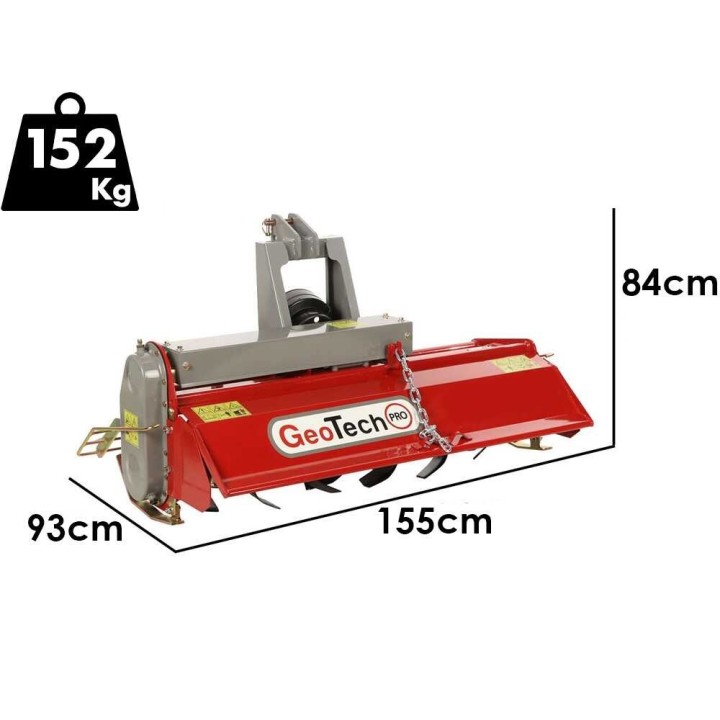 GeoTech Pro LRT 135 traktori-jyrsin, 130 cm, 25–30 HP, käsisäätöinen sivuttaissiirto