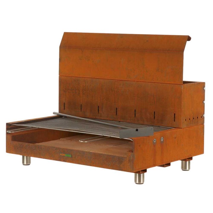 Folpo puu- ja hiiligrilli Corten-teräksestä, 88 × 45 cm, 3 960 cm²