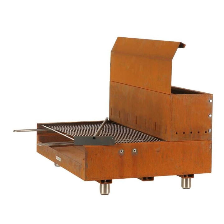 Folpo puu- ja hiiligrilli Corten-teräksestä, 88 × 45 cm, 3 960 cm²
