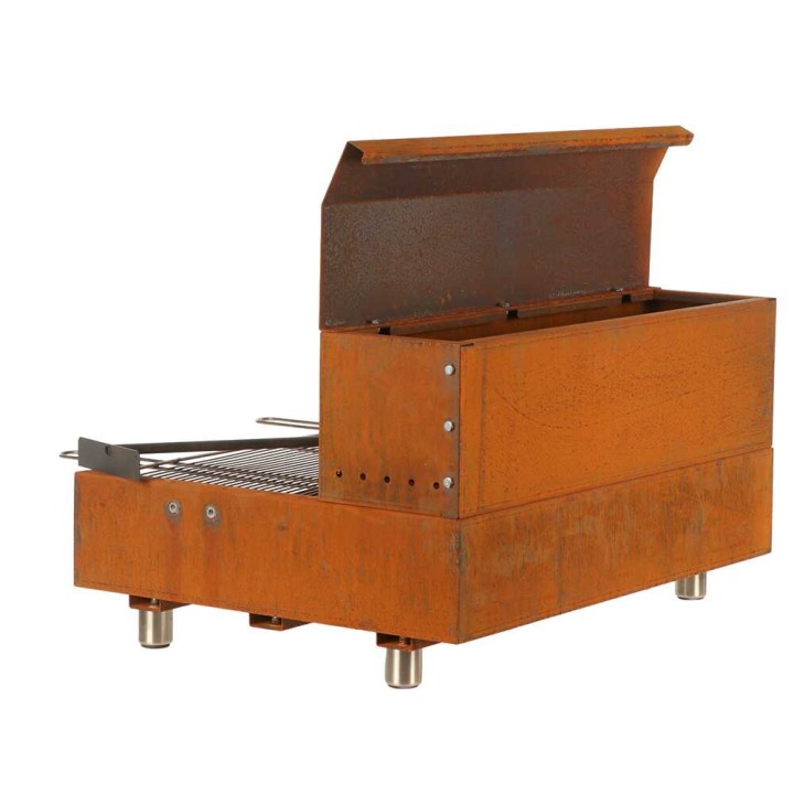 Folpo puu- ja hiiligrilli Corten-teräksestä, 88 × 45 cm, 3 960 cm²