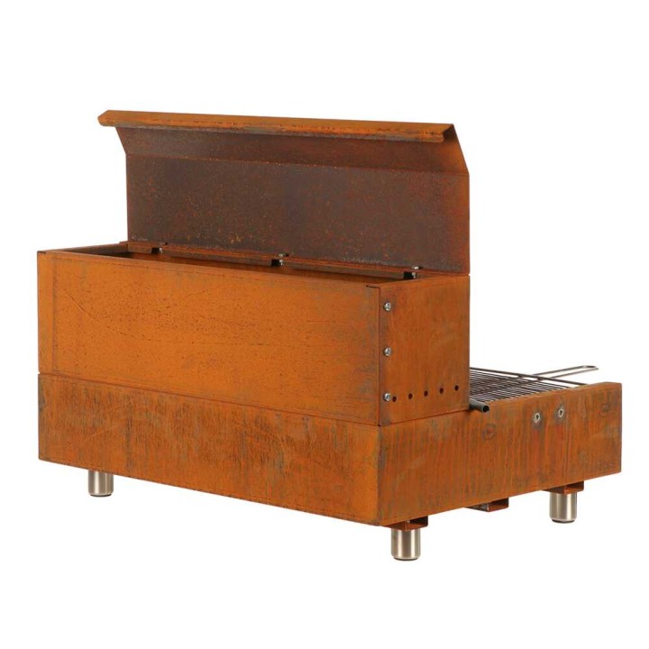 Folpo puu- ja hiiligrilli Corten-teräksestä, 88 × 45 cm, 3 960 cm²