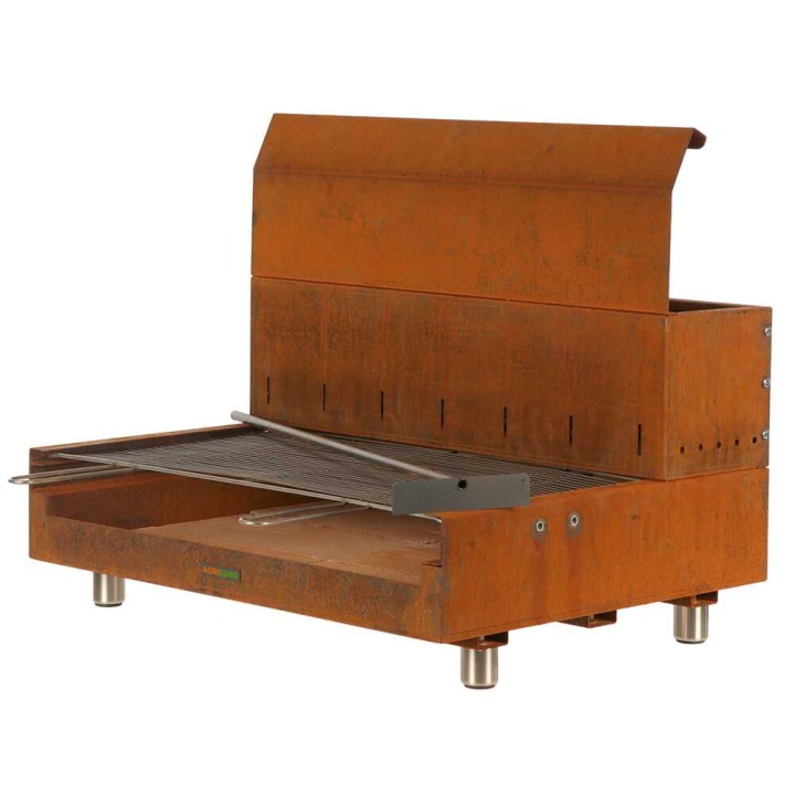 Folpo puu- ja hiiligrilli Corten-teräksestä, 88 × 45 cm, 3 960 cm²