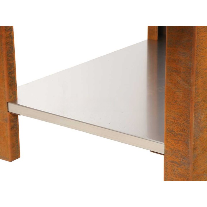 Folpo-grillin vaunu Corten-terästä, sivu- ja alataso, 130 × 76,5 × 75 cm