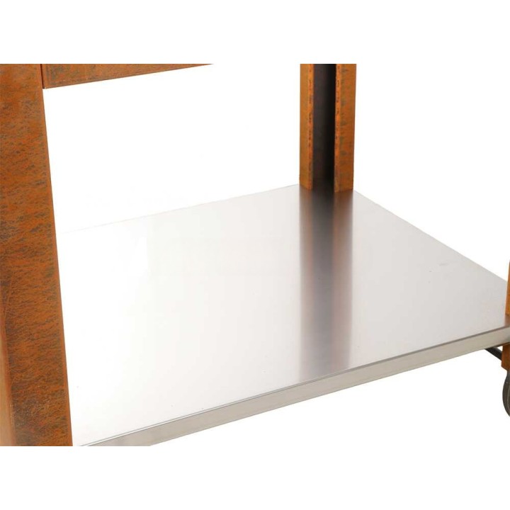 Folpo-grillin vaunu Corten-terästä, sivu- ja alataso, 130 × 76,5 × 75 cm