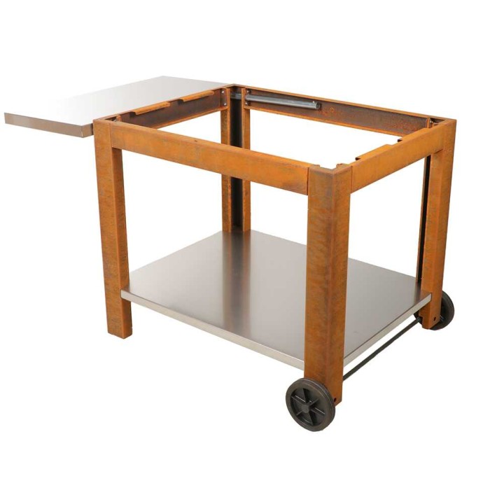 Folpo-grillin vaunu Corten-terästä, sivu- ja alataso, 130 × 76,5 × 75 cm