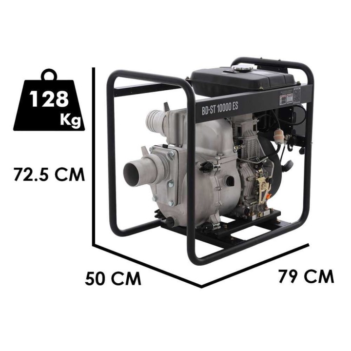 Blackstone BD-ST 10000ES dieselkäyttöinen likavesipumppu, 12 HP, 100 mm, 1 500 l/min