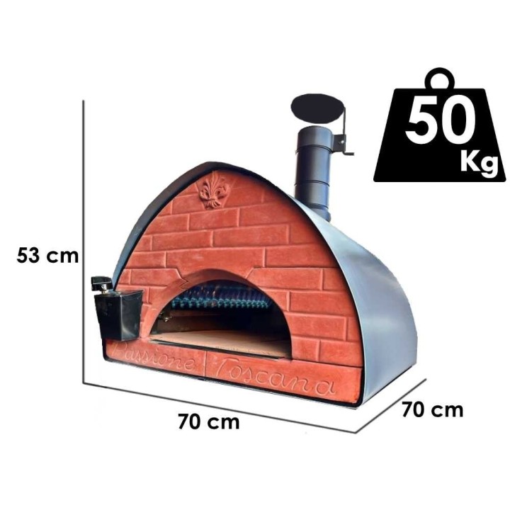 Pizza Party Bollore hybridipizzauuni kaasulle ja puulle, 60 × 60 cm, 21 kW, 550 °C