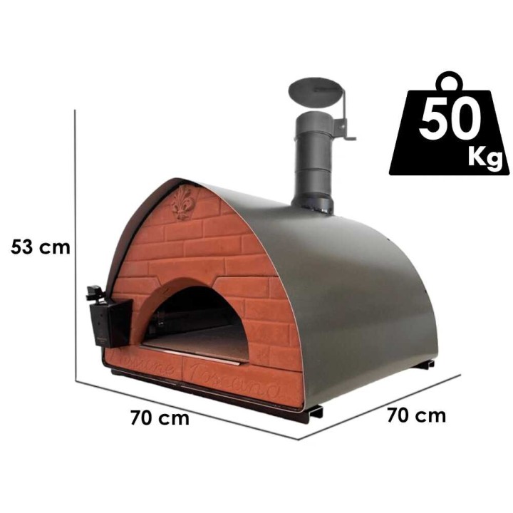 Pizza Party Bollore Pietra hybridi pizzauuni, kaasu ja puu, 60 × 60 cm, 550 °C